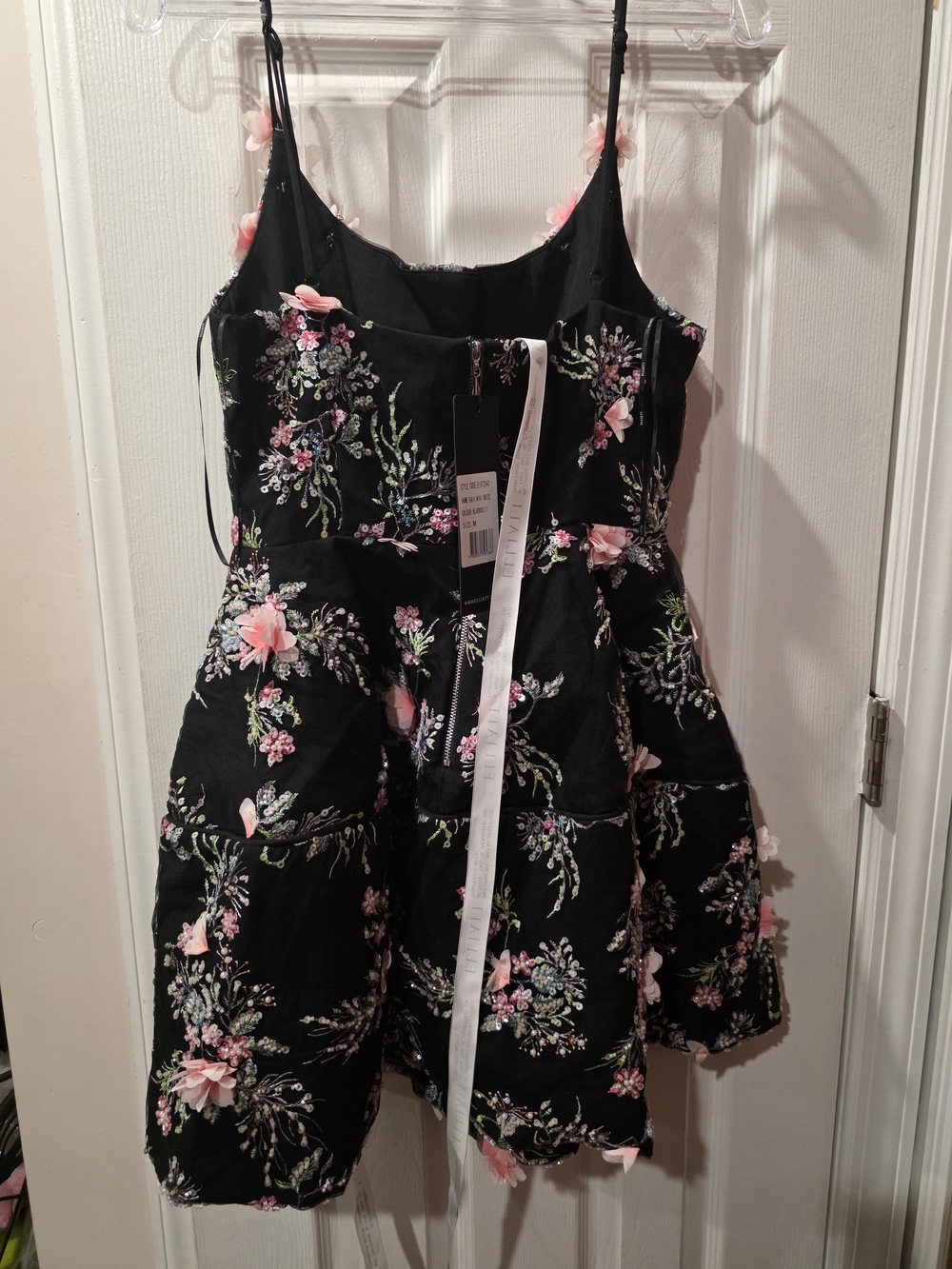 NWT Gaia Floral Mini Dress in Black SZ M - Picture 9 of 12